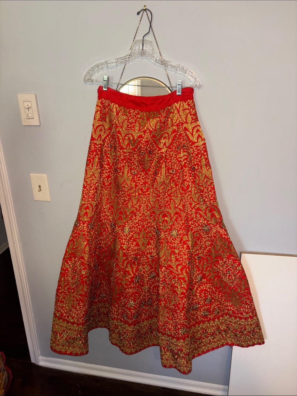 Red Gold Embroidered Lehengas